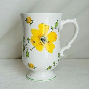 Royal Victoria England Bone China Yellow Dogwood Pedestal Coffee Tea Cup
